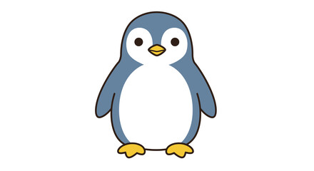 Cartoon Penguin Illustration with Blue Feathers and Yellow Feet