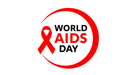 Red Ribbon and Text for World AIDS Day Awareness Campaign