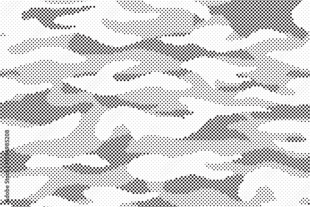 Aufkleber abstract halftone seamless camouflage pattern. repeating digital dotted hexagonal camo military text