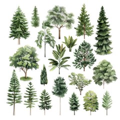 Forest Plant Group Isolated on White