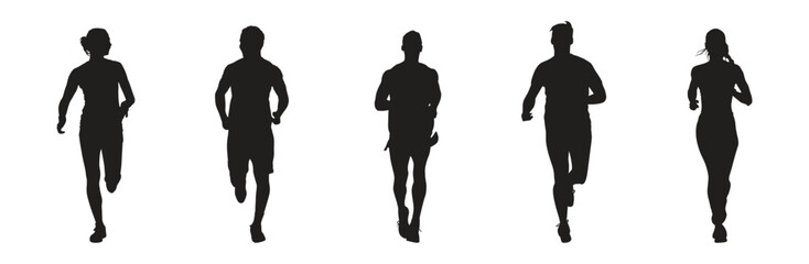 Silhouette of People Jogging &ndash; Front View