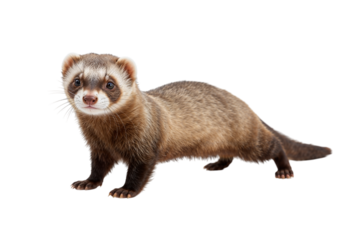 Domestic Ferret Standing and Looking Directly at the Camera, A Captivating Portrait of a Mustelid Mammal
