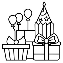 Minimalist Birthday Gift Vector Icons Collection