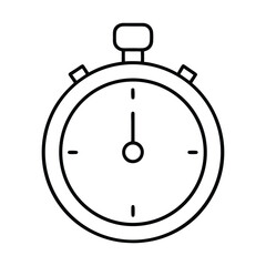 Classic stopwatch icon in outline timer clock vector on white background