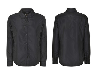 Black formal Shirt Mockup, white dress shirt with long sleeve , Front and Back View, transparent background