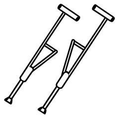Minimalist Crutches Line Art Illustration