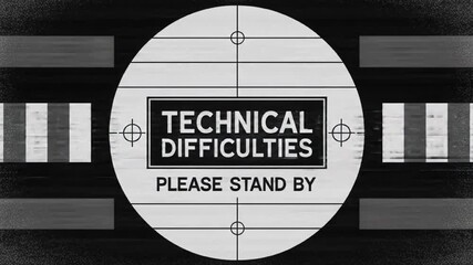 Technical Difficulties: An antique television screen displays a message announcing Technical Difficulties, a visual representation of technology's limitations and temporary setbacks. - Powered by Adobe