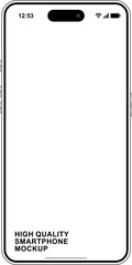 blank front-facing modern smartphone mockup with minimal bezels and UI status bar on white background	