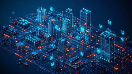 Conceptual diagram of a company’s digital transformation blueprint featuring intricate networked pathways and data nodes representing AI, IoT devices, and scalable big data solutions.