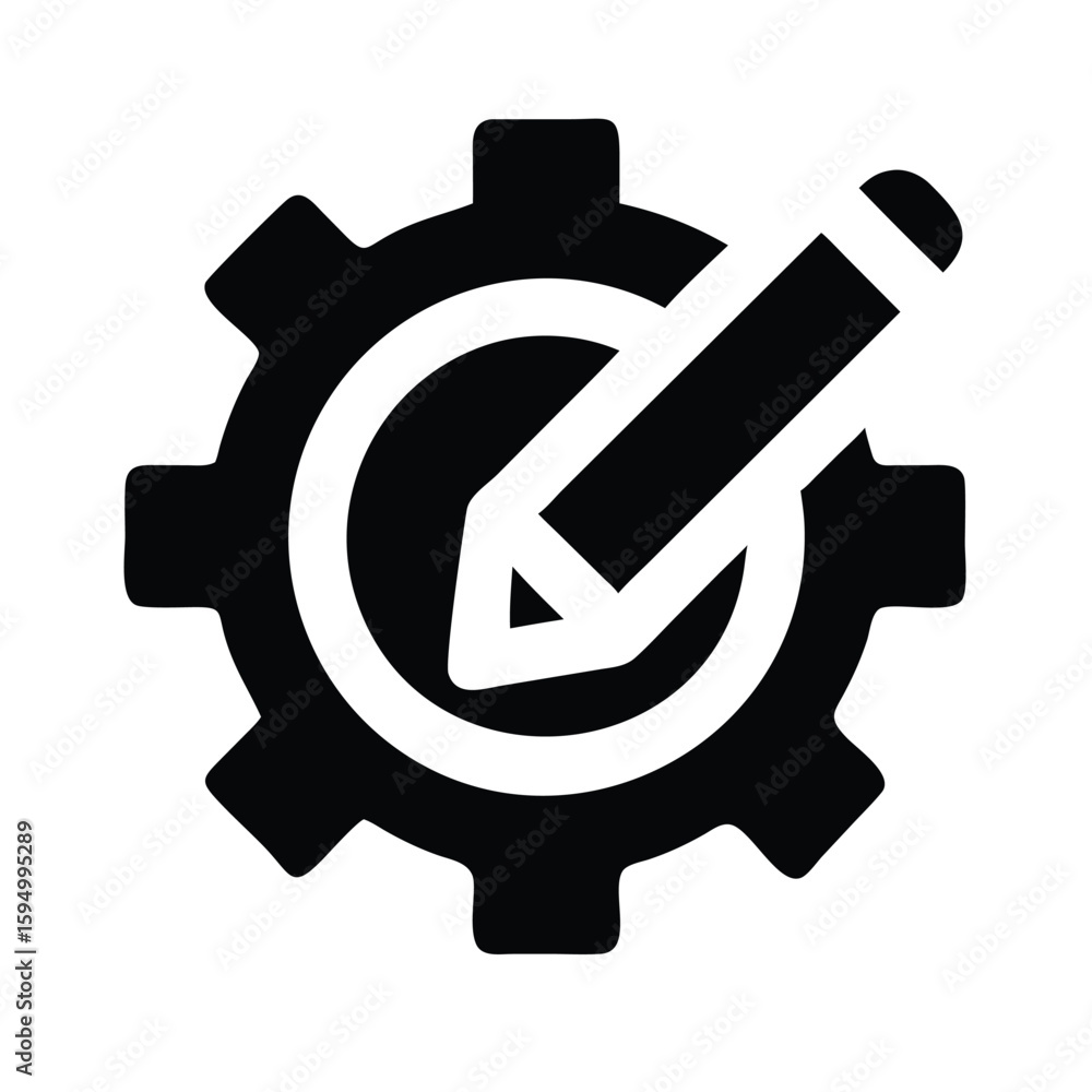 Poster gear and pencil icon for settings configuration and customization options design and development pro