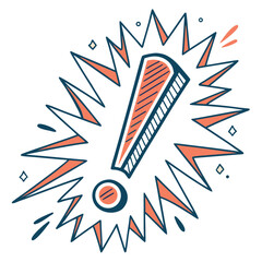 Obraz premium Exclamation point with energetic burst, isolated on a clean background for emphasis or excitement.