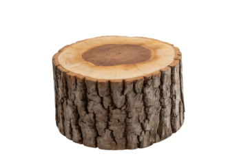 Wooden log slice isolated on transparent background