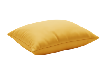 Soft yellow square pillow isolated on transparent background