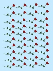 Rose decoration on blue background