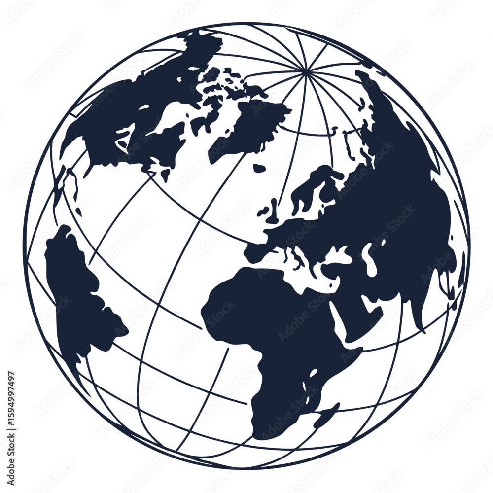 Aufkleber globe with simplified continents, isolated on a clean background for geographic or global themes.