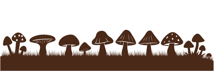 Mushroom icon vector illustration isolated. A linear style icon representing mushrooms. set of forest mushrooms silhouette vector on white background. vector illustration of mushrooms eps 10