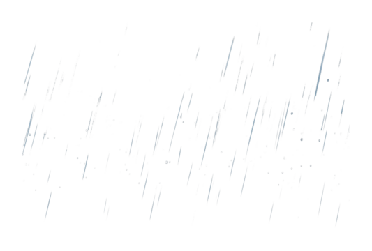 Falling raindrops on black background depicting a rainy night scene