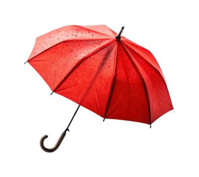 Close-up of red umbrella with water droplets on black background
