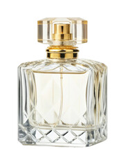 Elegant crystal perfume bottle with gold accents