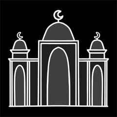 Mosque illustration isolated on white background. Art line vector suitable for template, decoration, element for graphis design