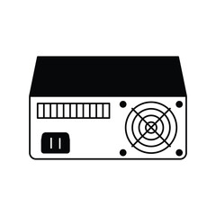 Fototapeta premium power supply glyph outline icon with white background vector stock illustration