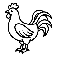  phoenix chicken line art vector illustration on white background.