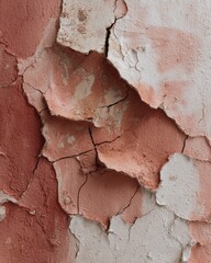 Cracked terracotta and taupe plaster surface with organic color blending, tactile texture study for contemporary art prints and luxury wall decor installations