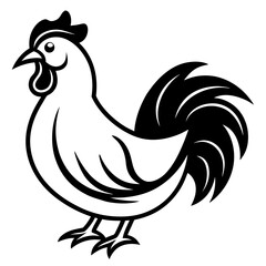  phoenix chicken line art vector illustration on white background.
