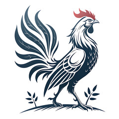 An elegant phoenix chicken icon set against a clean white background. 