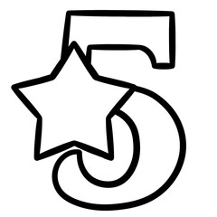 Number icon with star for achievement, reward, success concept