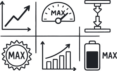 hand drawn cute doodle style isolated maximum peak indicator maximum value gauge maximum load test rig maximum threshold limit maximum performance chart maximum capacity indicator