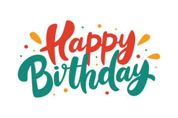 Fototapeta premium Happy Birthday hand drawn lettering with confetti calligraphy