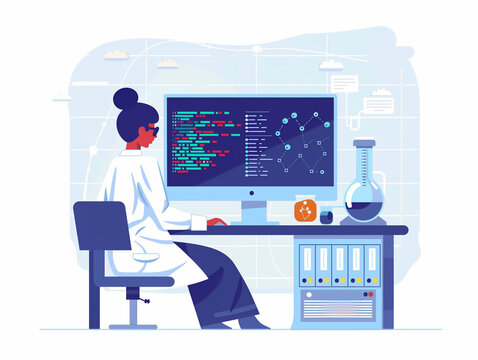 Female Data Scientists in Lab Analyzing Complex Graphs and Scientific Visualizations