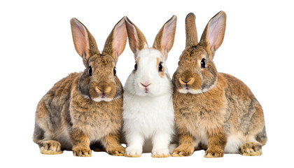 Obraz premium Three Adorable Rabbits Posing , isolated on white background