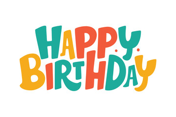 Happy Birthday text in bold colorful letters lettering
