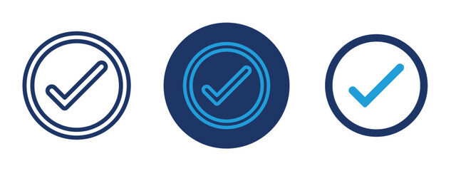 set of pixel perfect colored Checkmark icon , 1 Silhouette, 1 Unexpanded, Simple checkmark symbol for completion or approval.