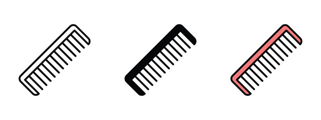 set of pixel perfect colored Comb icon , 1 Silhouette, 1 Unexpanded, Hair comb for styling and grooming hair care.
