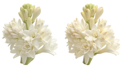 beautiful tuberose flower clipart isolated on white background, png, ai generated.