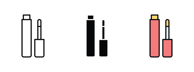 set of pixel perfect colored Concealer icon , 1 Silhouette, 1 Unexpanded, Makeup concealer stick or tube to mask imperfections.