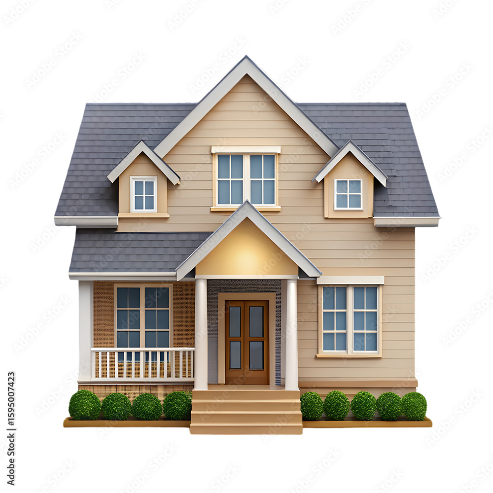 Fototapete building home place front view 3d icon rendering illustration on transparent background for projects