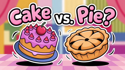 Cake vs pie: sweet dessert showdown with cherry topped cake and classic lattice crust pie