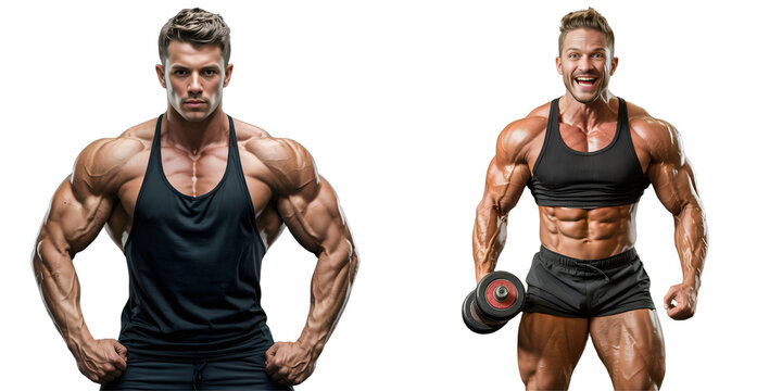 body builder man isolated on white background, PNG