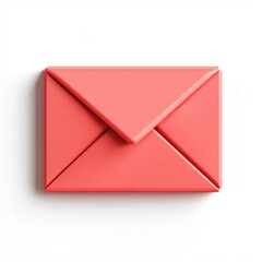 Email envelope icon on a white background, using solid red shading, representing digital communication. 