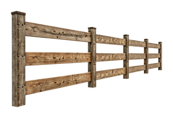 Obraz premium Rustic wooden fence with horizontal slats and square posts