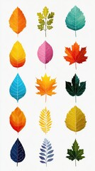 Obraz premium Colorful autumn leaves arranged in a decorative pattern showcasing seasonal diversity in nature
