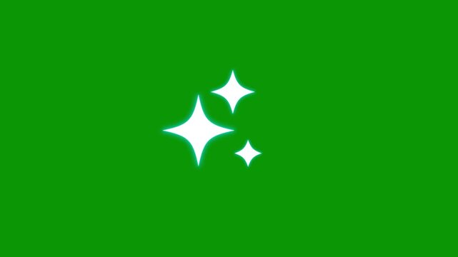 Twinkling stars animation. fast line blinking stars, cartoon white sparkle doodles, flat vector glitter trail, glowing light twinkle animation, 2D star motion on green screen background.