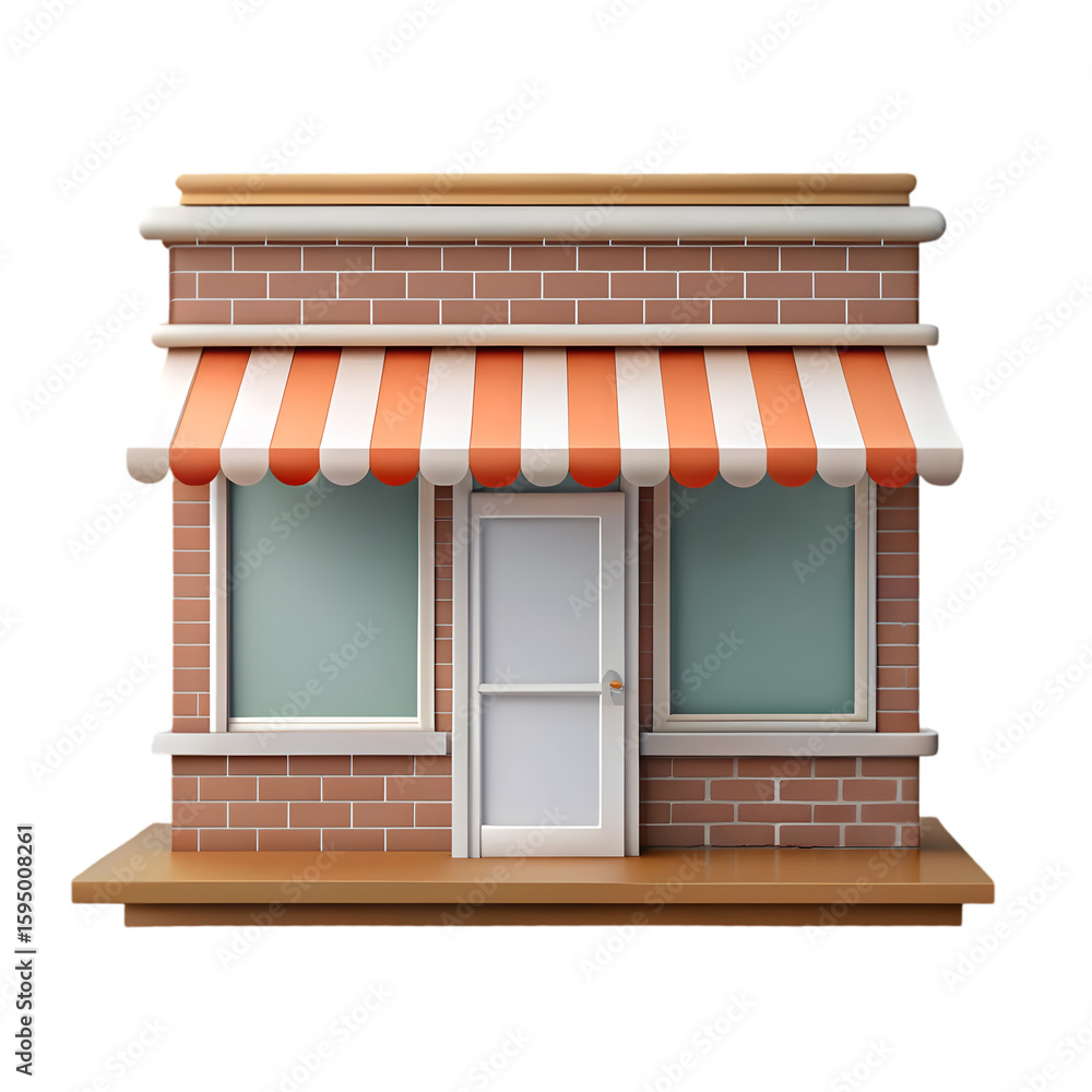 Poster building store market front view 3d icon rendering illustration on transparent background for ecomme