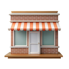 Building store market front view 3d icon rendering illustration on transparent background for ecommerce
