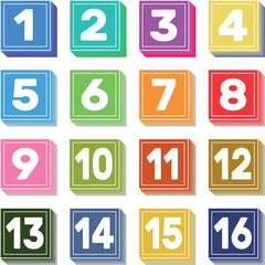 Colorful bullet points arranged in a grid for business presentations in a creative office space