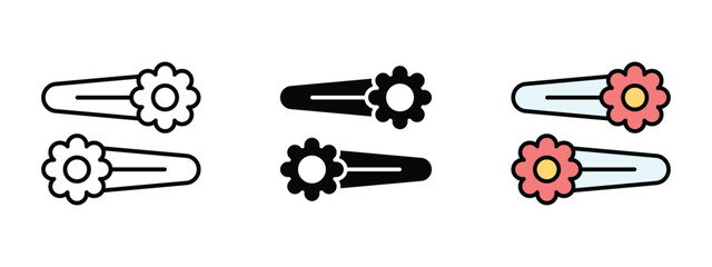 set of pixel perfect colored Hair Clip icon , 1 Silhouette, 1 Unexpanded, Claw-style hair clip icon for styling or securing hair.